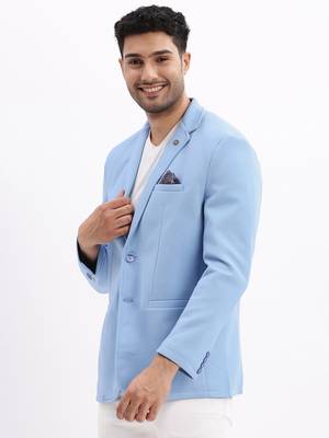 SHOWOFF Men's Solid Notched Lapel Blue Single Breasted Blazer 3