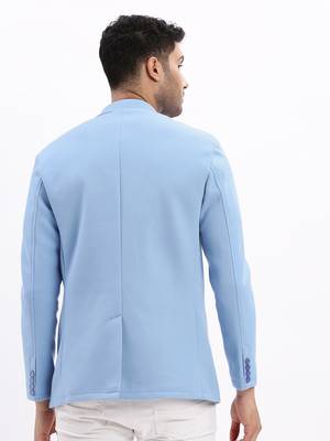 SHOWOFF Men's Solid Notched Lapel Blue Single Breasted Blazer 4