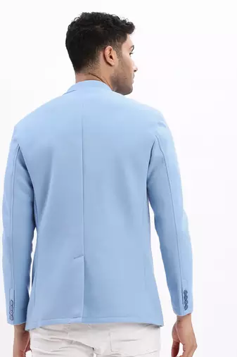 SHOWOFF Men's Solid Notched Lapel Blue Single Breasted Blazer