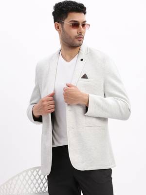 Men's Solid Notched Lapel Grey Single Breasted Blazer 1