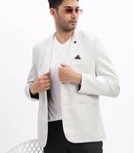 Men's Solid Notched Lapel Grey Single Breasted Blazer