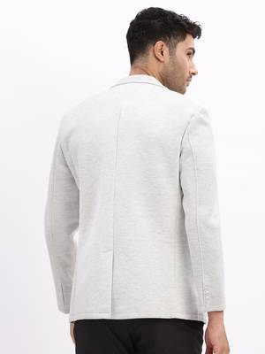 Men's Solid Notched Lapel Grey Single Breasted Blazer 4