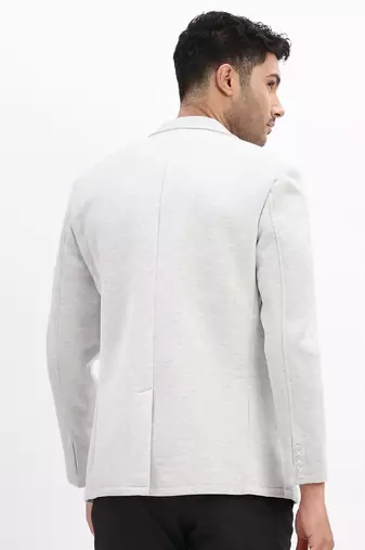 Men's Solid Notched Lapel Grey Single Breasted Blazer
