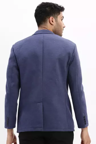Men's Solid Notched Lapel Blue Single Breasted Blazer
