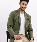 Men's Solid Notched Lapel Green Single Breasted Blazer
