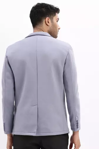 Men's Solid Notched Lapel Blue Single Breasted Blazer