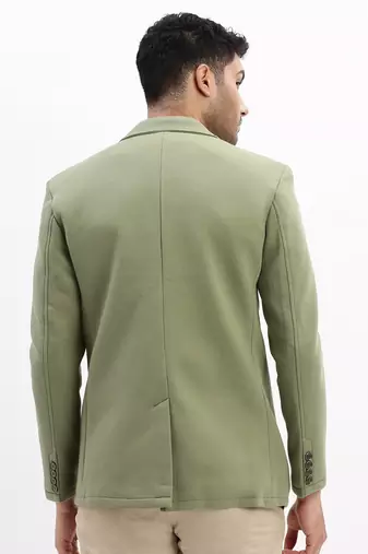 Men's Solid Notched Lapel Green Single Breasted Blazer
