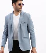 SHOWOFF Men's Solid Notched Lapel Blue Single Breasted Blazer