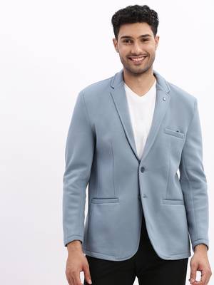 SHOWOFF Men's Solid Notched Lapel Blue Single Breasted Blazer 2