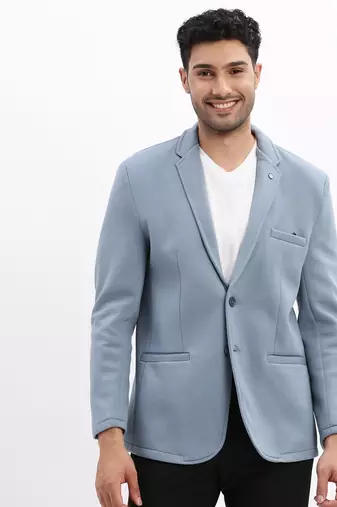 SHOWOFF Men's Solid Notched Lapel Blue Single Breasted Blazer