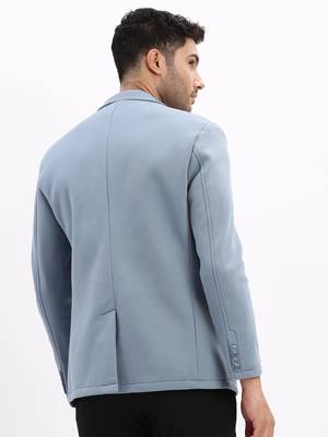 SHOWOFF Men's Solid Notched Lapel Blue Single Breasted Blazer 4
