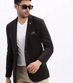 Men's Solid Notched Lapel Black Single Breasted Blazer