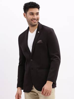 Men's Solid Notched Lapel Black Single Breasted Blazer 3