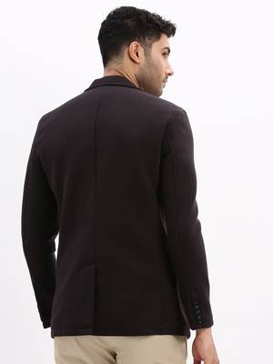 Men's Solid Notched Lapel Black Single Breasted Blazer 4