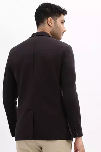 Men's Solid Notched Lapel Black Single Breasted Blazer