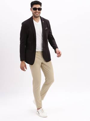 Men's Solid Notched Lapel Black Single Breasted Blazer 5