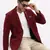 Men's Solid Notched Lapel Maroon Single Breasted Blazer