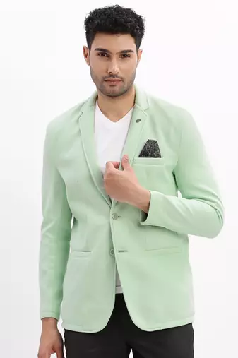 SHOWOFF Men's Solid Notched Lapel Sea Green Single Breasted Blazer