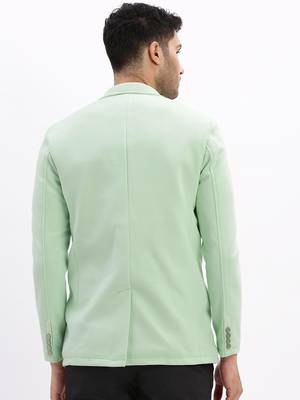 SHOWOFF Men's Solid Notched Lapel Sea Green Single Breasted Blazer 4