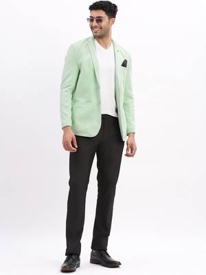 SHOWOFF Men's Solid Notched Lapel Sea Green Single Breasted Blazer 5