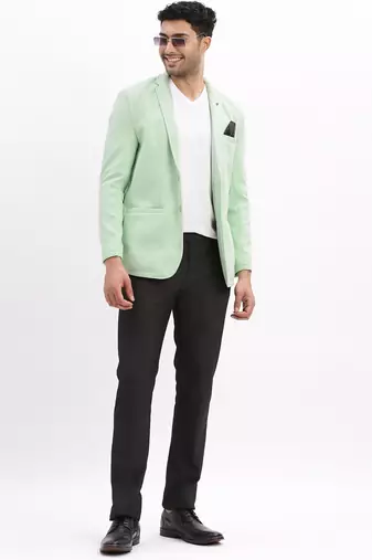 SHOWOFF Men's Solid Notched Lapel Sea Green Single Breasted Blazer