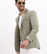 Men's Solid Notched Lapel Sea Green Single Breasted Blazer