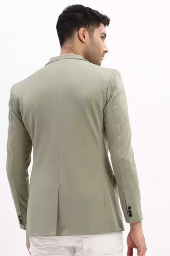 Men's Solid Notched Lapel Sea Green Single Breasted Blazer