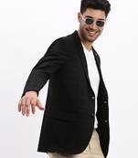 Men's Printed Notched Lapel Navy Blue Single Breasted Blazer