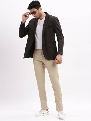 SHOWOFF Men's Striped Notched Lapel Charcoal Single Breasted Blazer 5
