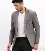 Men's Striped Notched Lapel Grey Single Breasted Blazer