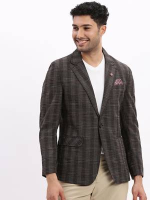 Grey Checked Notched Lapel Single Breasted Blazer 2