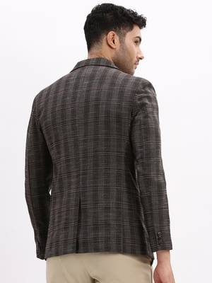 Grey Checked Notched Lapel Single Breasted Blazer 4