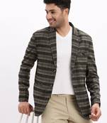 Men's Checked Notched Lapel Black Single Breasted Blazer