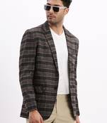 SHOWOFF Men's Checked Notched Lapel Grey Single Breasted Blazer