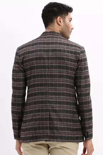 SHOWOFF Men's Checked Notched Lapel Grey Single Breasted Blazer