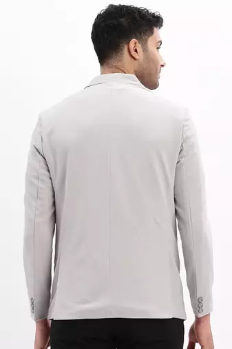 Men's Solid Notched Lapel Grey Single Breasted Blazer