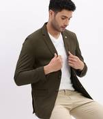 SHOWOFF Men's Solid Notched Lapel Olive Single Breasted Blazer