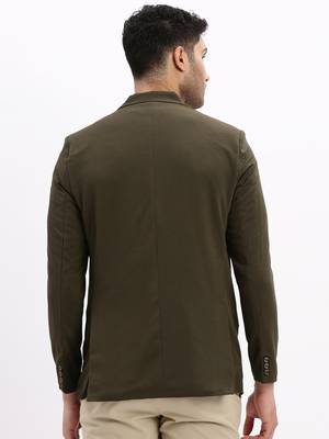SHOWOFF Men's Solid Notched Lapel Olive Single Breasted Blazer 4