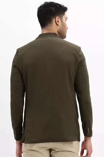 SHOWOFF Men's Solid Notched Lapel Olive Single Breasted Blazer