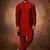 Men's art silk maroon short kurta pajama set