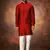 Men's art silk maroon short kurta pajama set