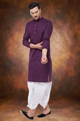 Men's cotton blend purple dhoti kurta set 2