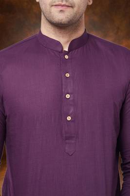 Men's cotton blend purple dhoti kurta set 5
