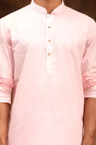Men's cotton blend pink dhoti kurta set
