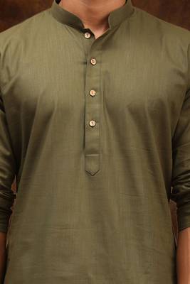 Men's cotton blend green dhoti kurta set 3