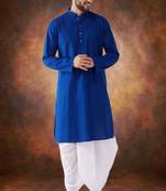 Men's cotton blend blue dhoti kurta set