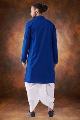 Men's cotton blend blue dhoti kurta set 3