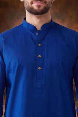 Men's cotton blend blue dhoti kurta set 4