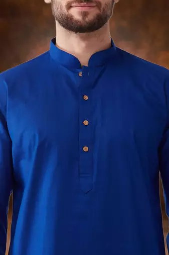 Men's cotton blend blue dhoti kurta set