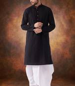 Men's cotton blend black dhoti kurta set